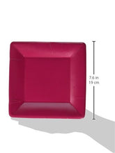 Durable Plain Square Eco Party Plates Tableware, Raspberry, Paper, 7" x 7", Pack of 20